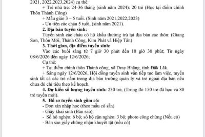 THÔNG BÁO TUYỂN SINH NĂM HỌC 2026–2027