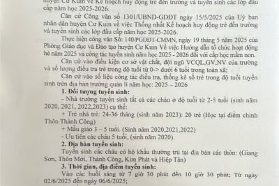 Trường Mn Vành Khuyên tuyển sinh năm học 2025-2026